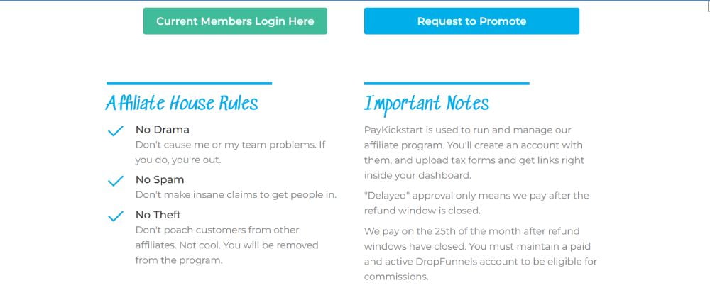 Dropfunnels Affiliate Rules