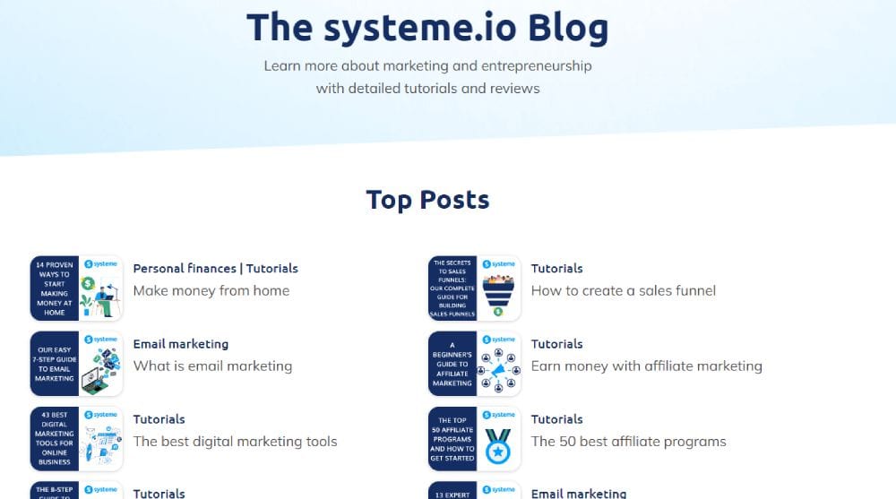 Systeme.io Blog templates