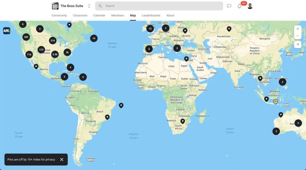 Boss Suite Review Members Map