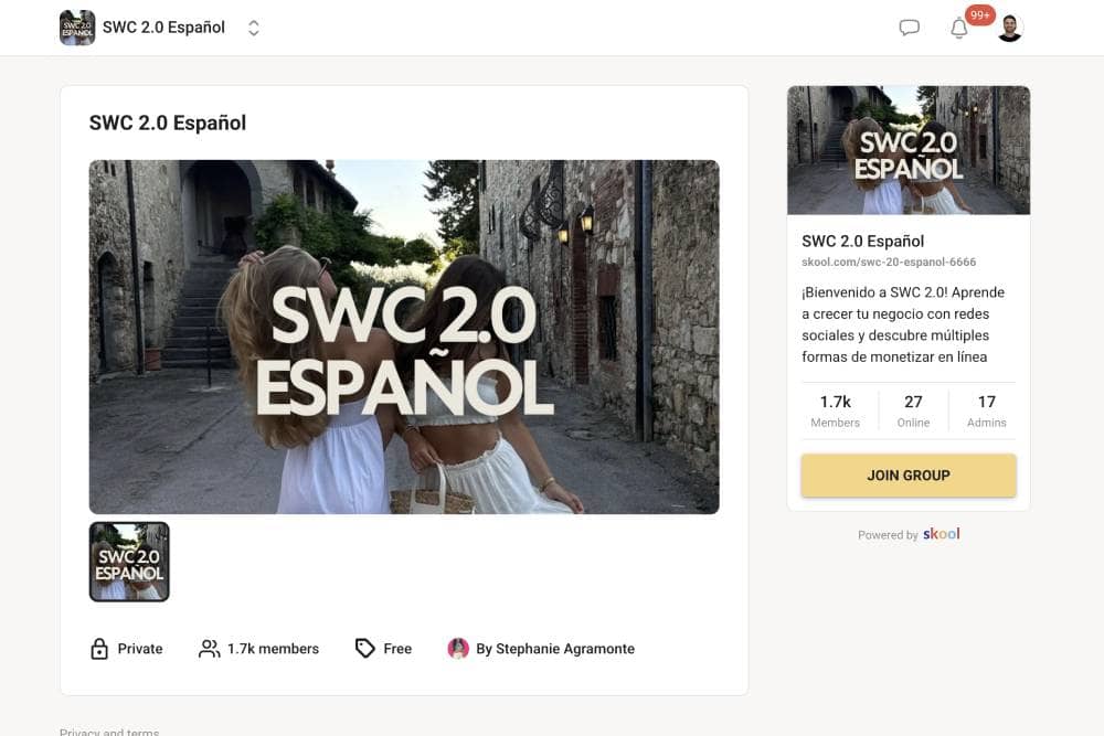 SWC 2.0 Spanish Espanol Group Skool